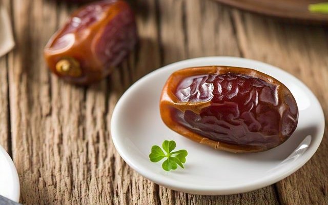 Kurma Khalas berwarna cokelat sedang