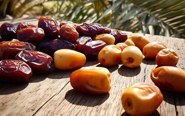 Kurma Sukari berwarna cokelat muda keemasan